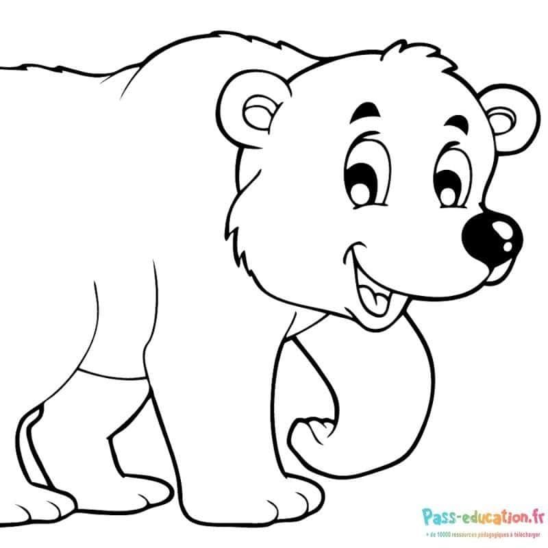 Coloriage Ours souriant à imprimer et colorier
