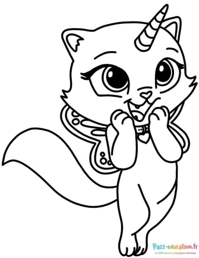 Coloriage Chat licorne à imprimer et colorier