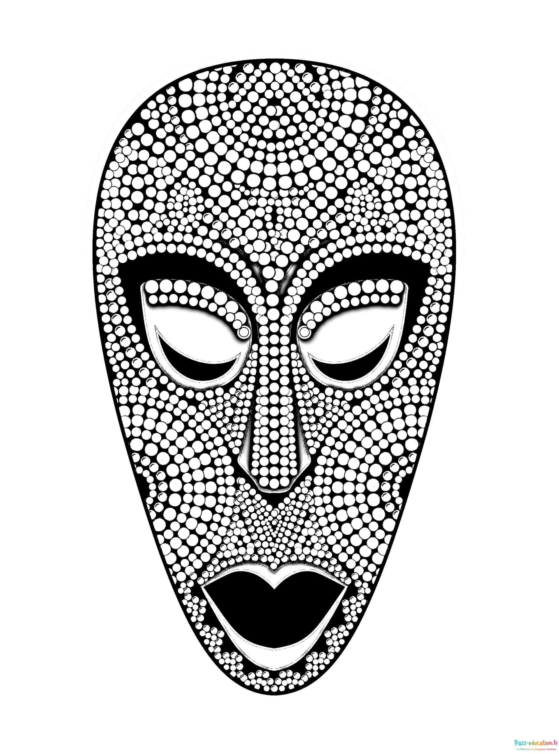 Coloriage Masque africain à imprimer et colorier