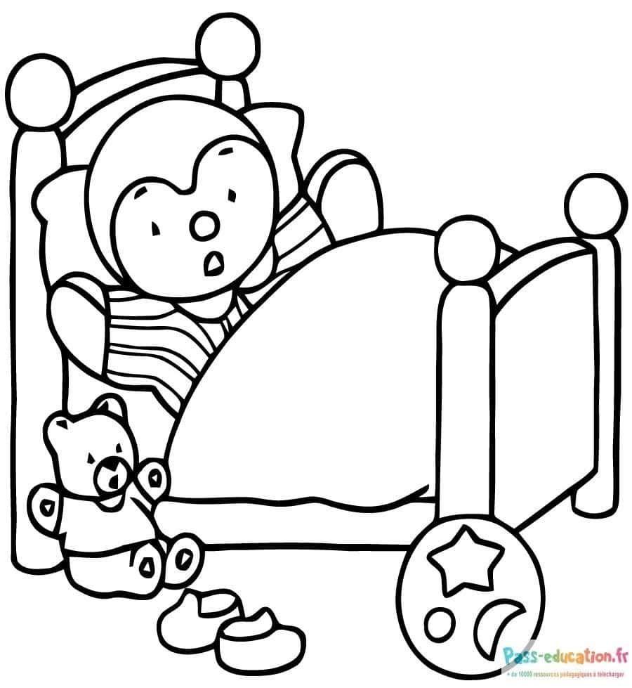 Coloriage T'choupi dort paisiblement à imprimer et colorier