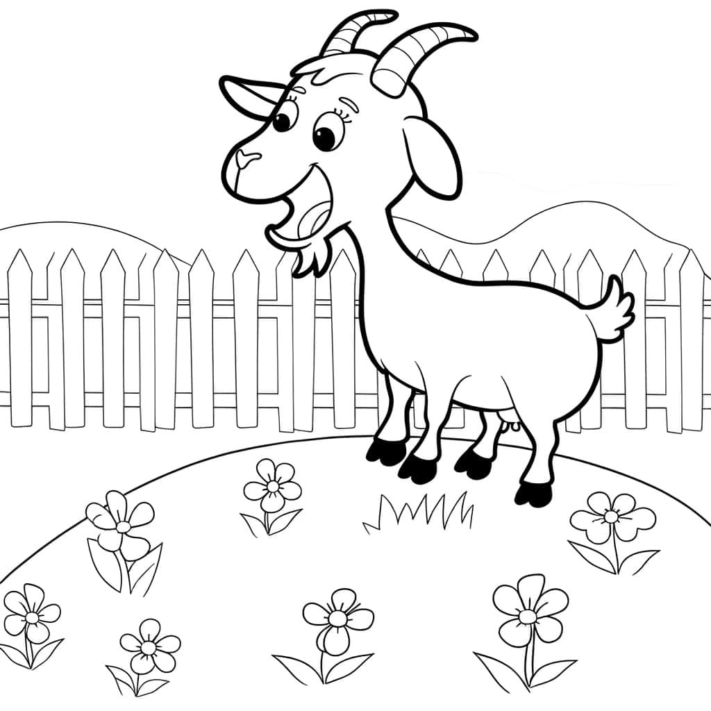 Coloriage Chèvre dans le jardin à imprimer et colorier