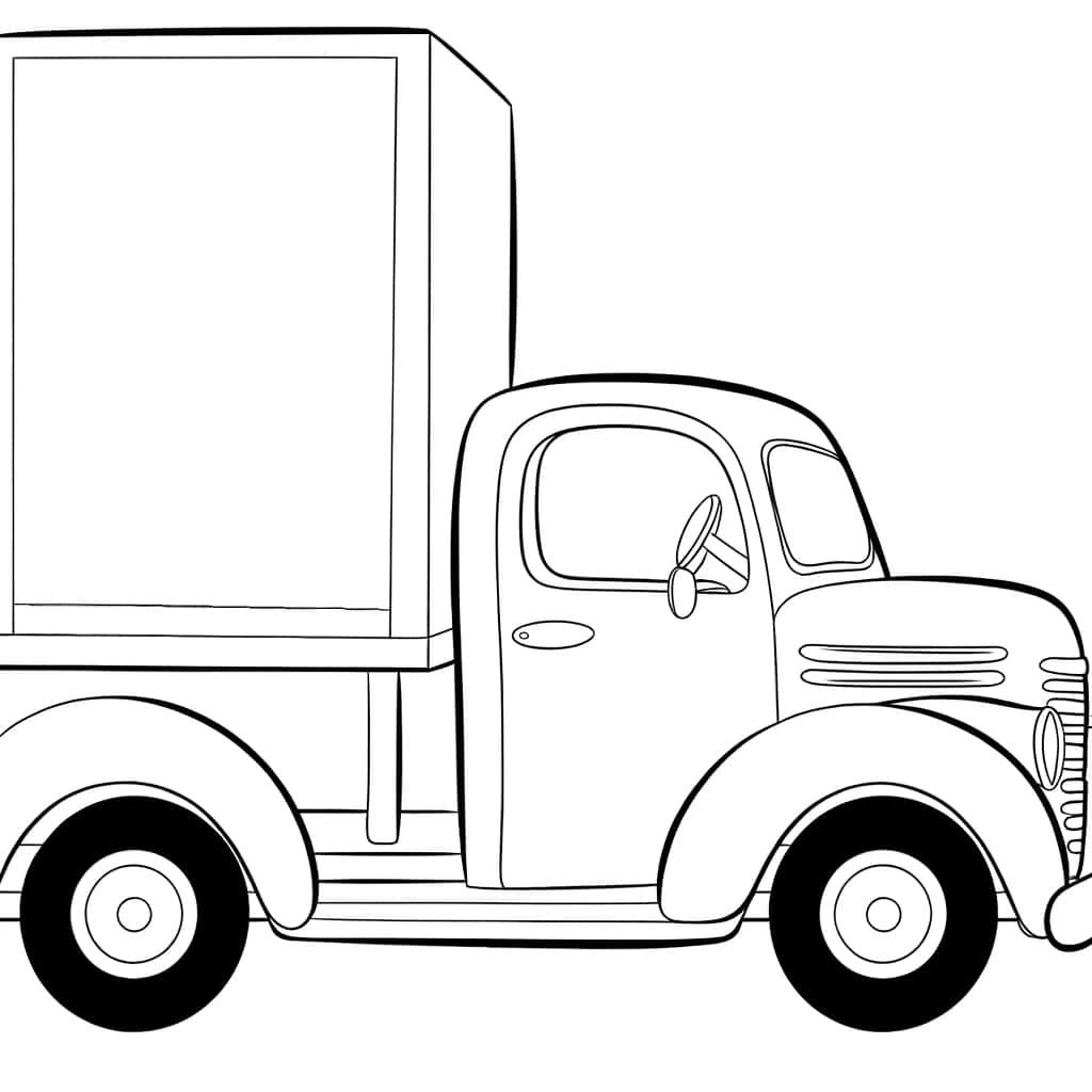 Coloriage Camionnette rétro à imprimer et colorier