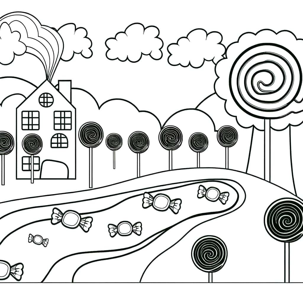 Coloriage Maison sucrée à imprimer et colorier