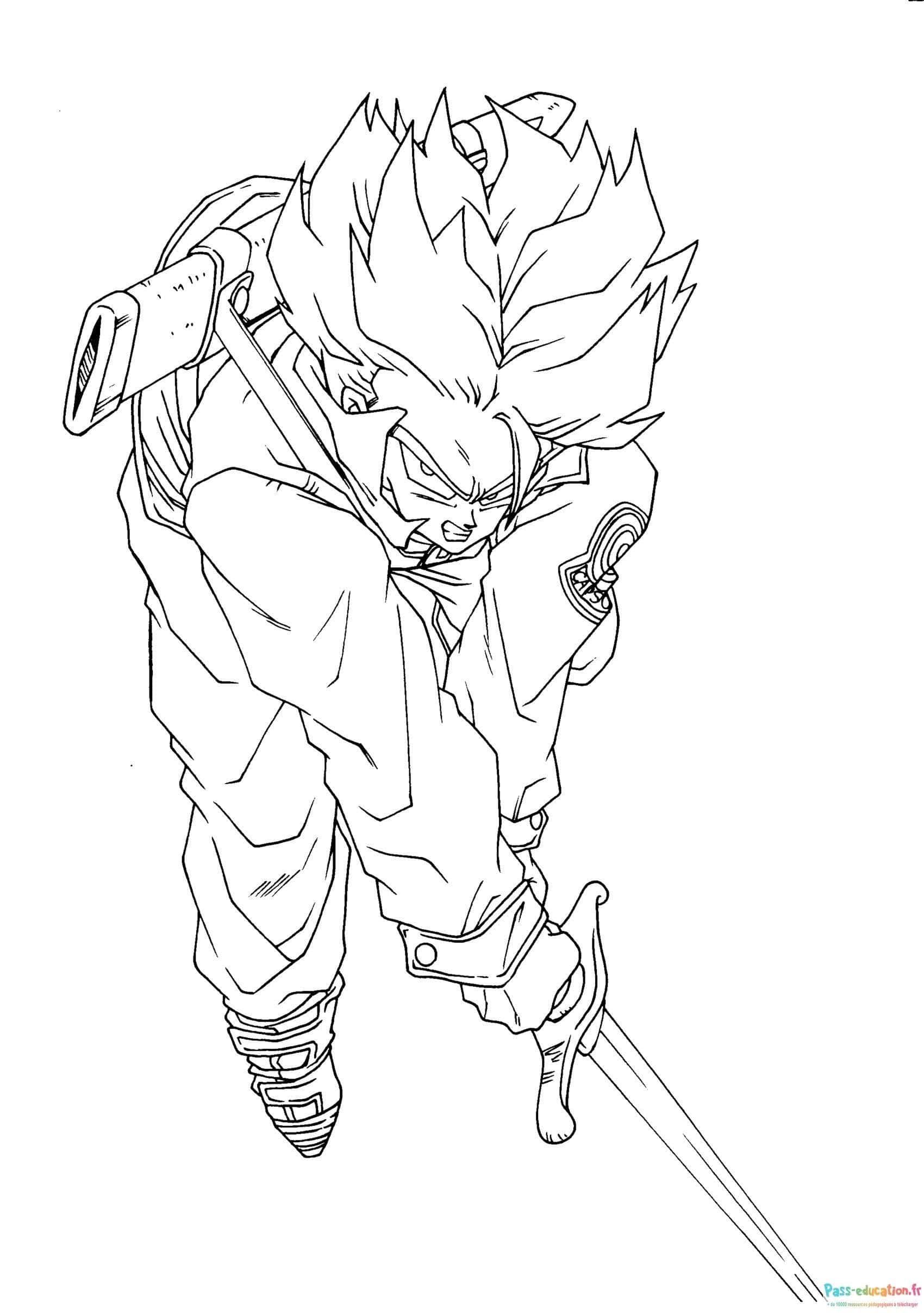 Coloriage Guerrier Saiyan à imprimer et colorier