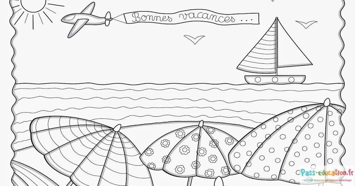 Coloriage Vacances à la plage à imprimer et colorier
