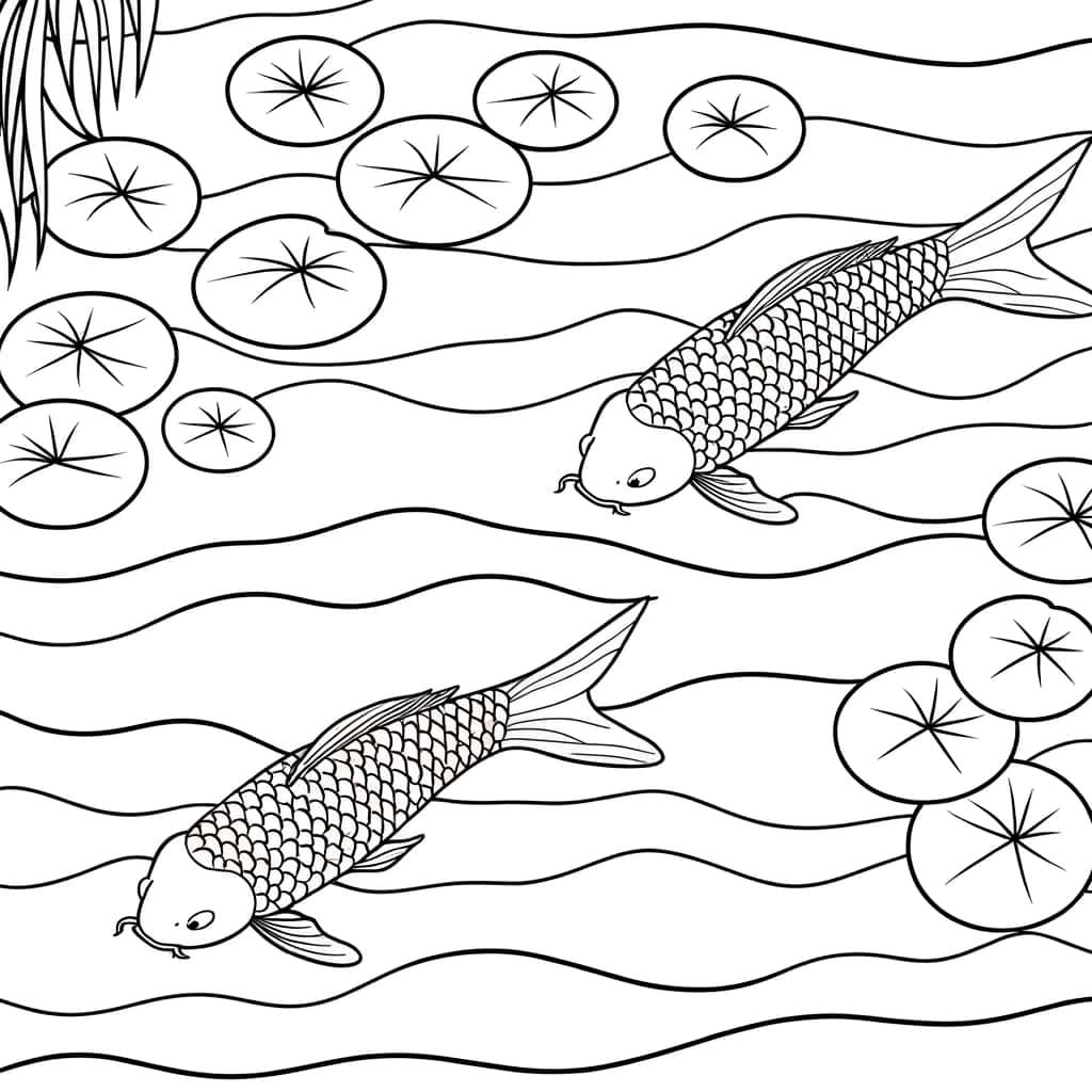 Coloriage Carpe Koï à imprimer et colorier