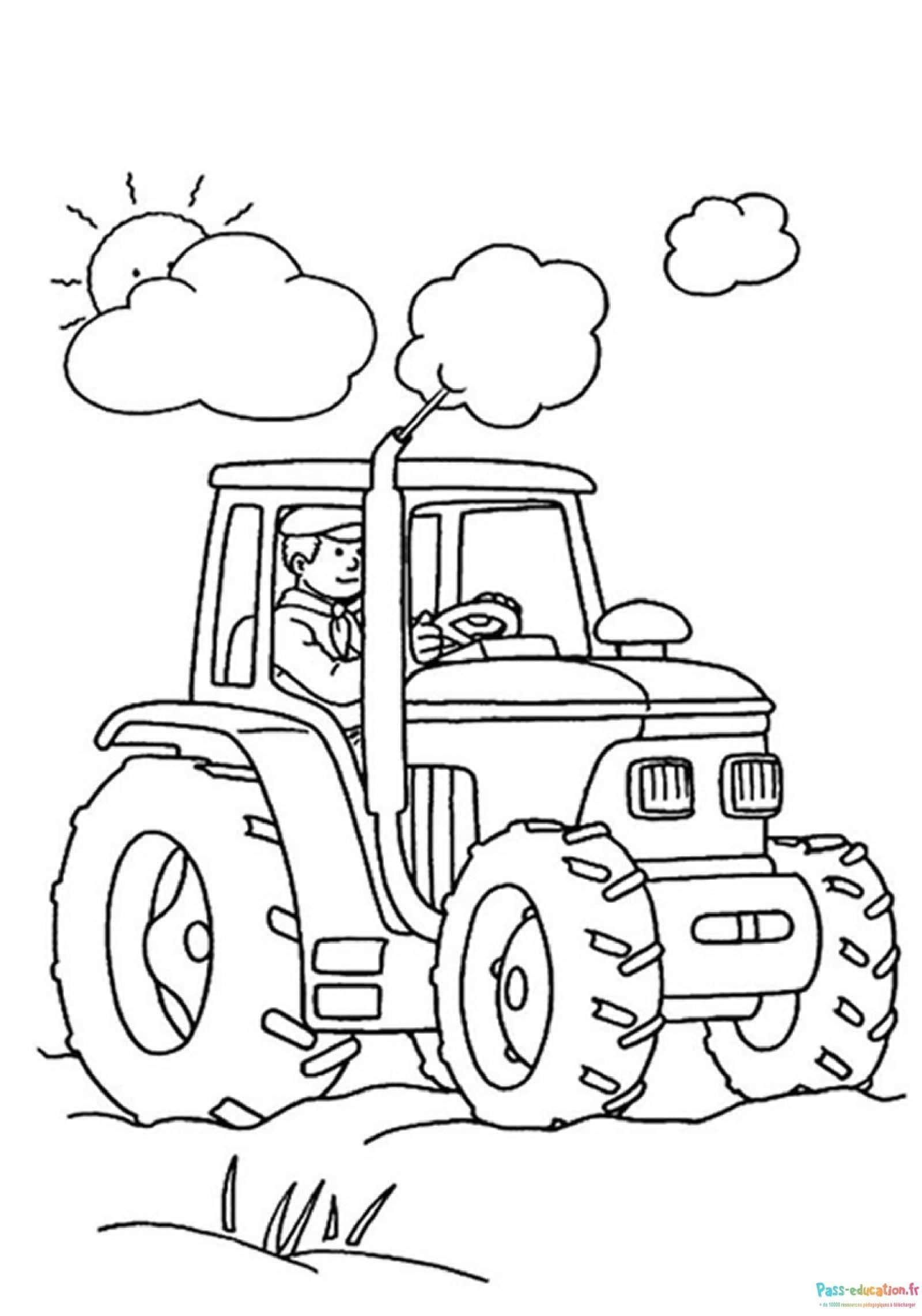 Coloriage Tracteur à la ferme à imprimer et colorier