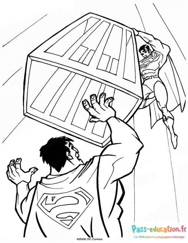 Coloriage Super-héros contre cube à imprimer et colorier