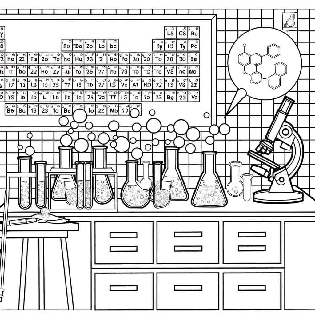 Coloriage Laboratoire de chimie à imprimer et colorier