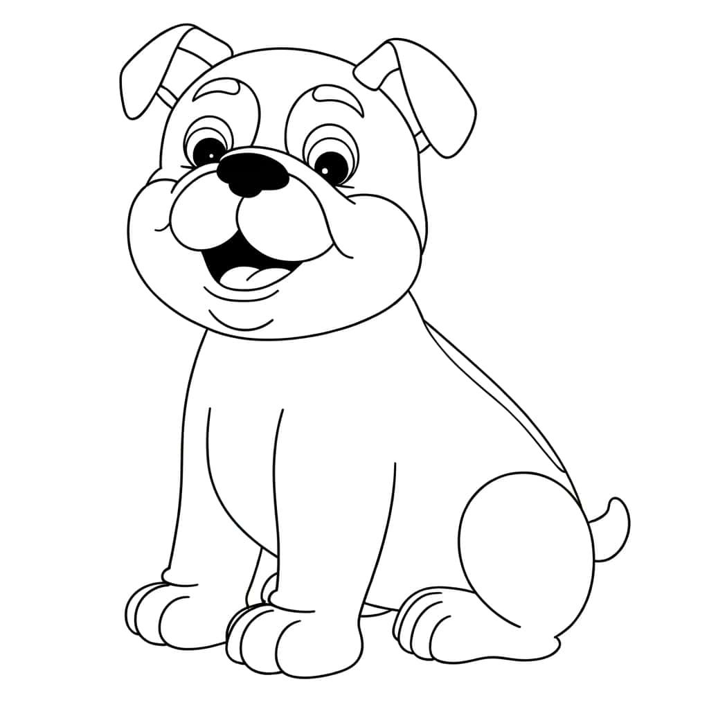 Coloriage Bouledogue joyeux à imprimer et colorier
