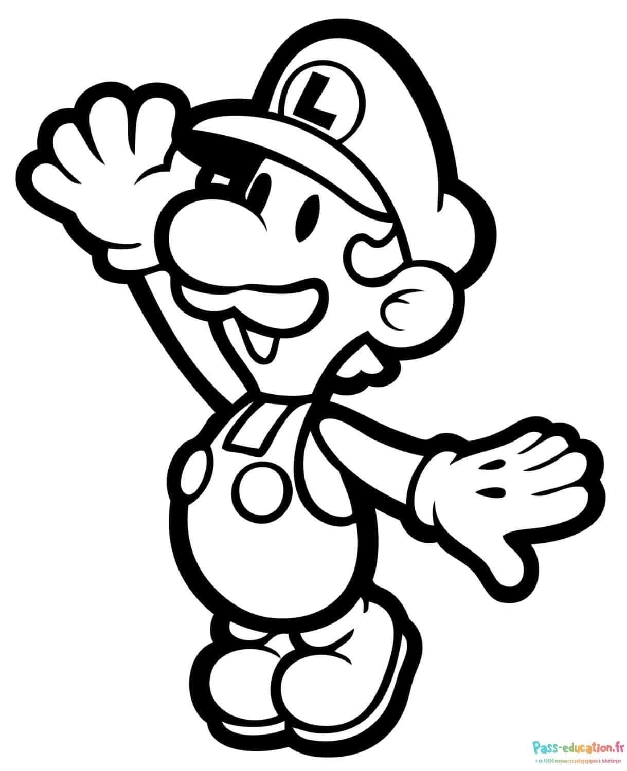 Coloriage Luigi joyeux à imprimer et colorier