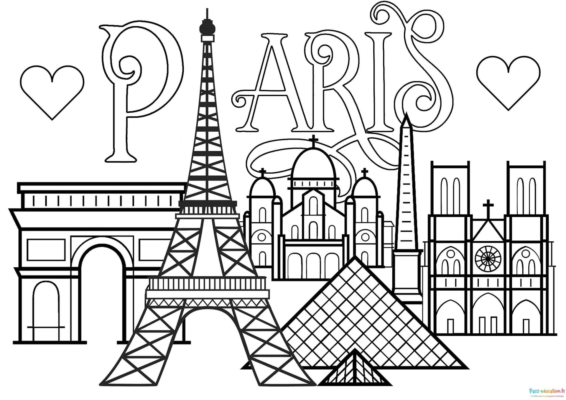 Coloriage Paris emblématique à imprimer et colorier