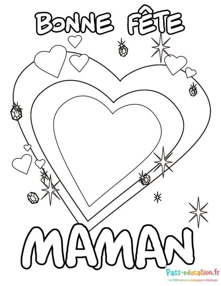 Coloriage Bonne fête maman à imprimer et colorier