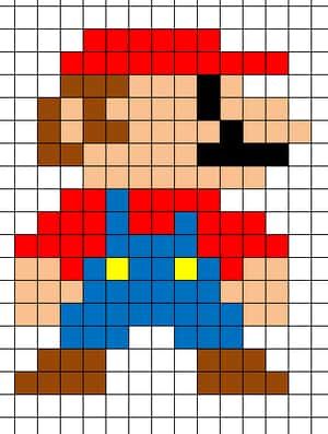 Coloriage Mario pixel à imprimer et colorier