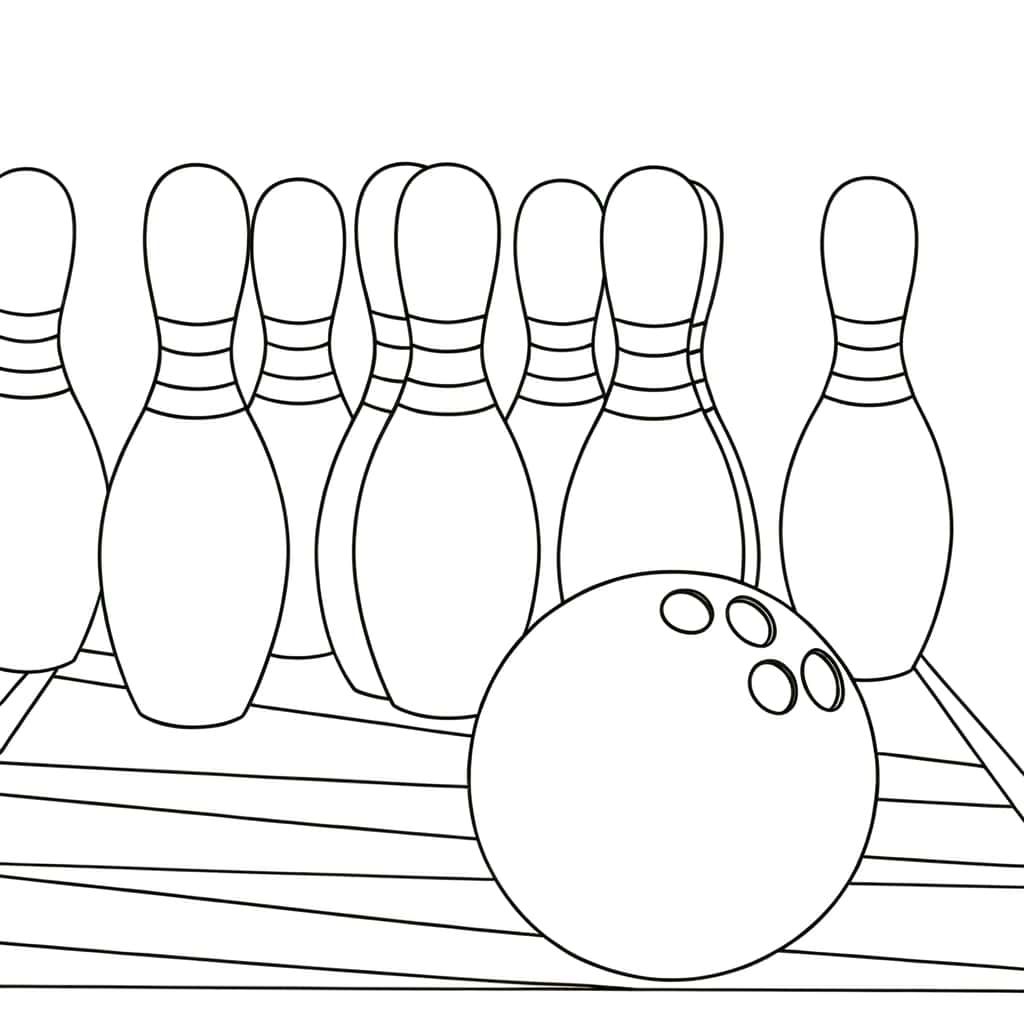 Coloriage Quilles et boule de bowling à imprimer et colorier