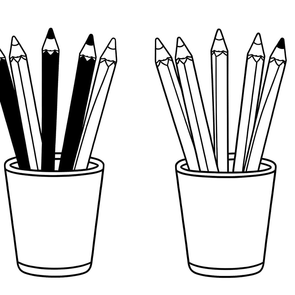 Coloriage Crayons dans pot à imprimer et colorier
