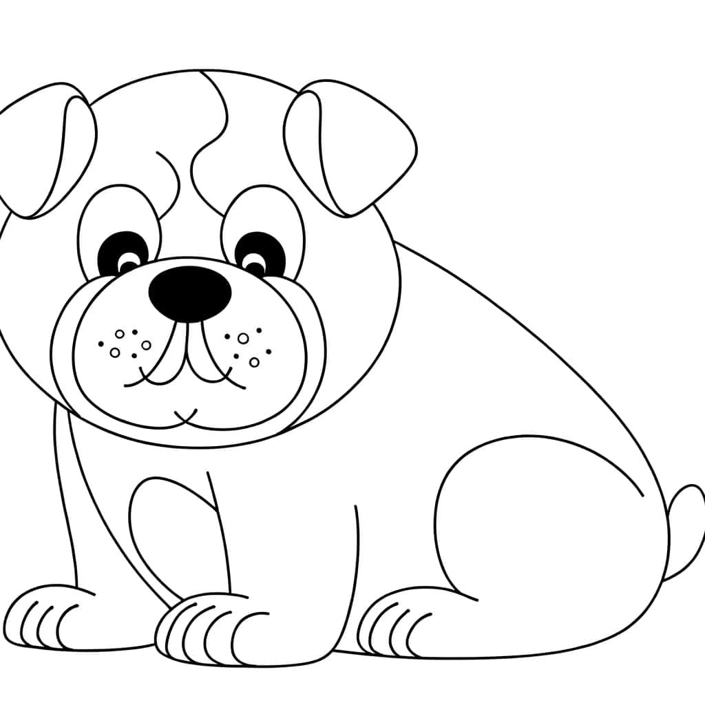 Coloriage Bouledogue mignon à imprimer et colorier