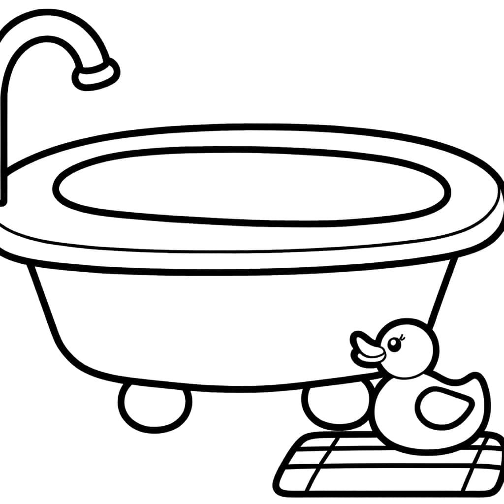 Coloriage Baignoire avec canard à imprimer et colorier