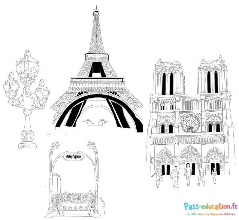 Coloriage Paris en ligne à imprimer et colorier