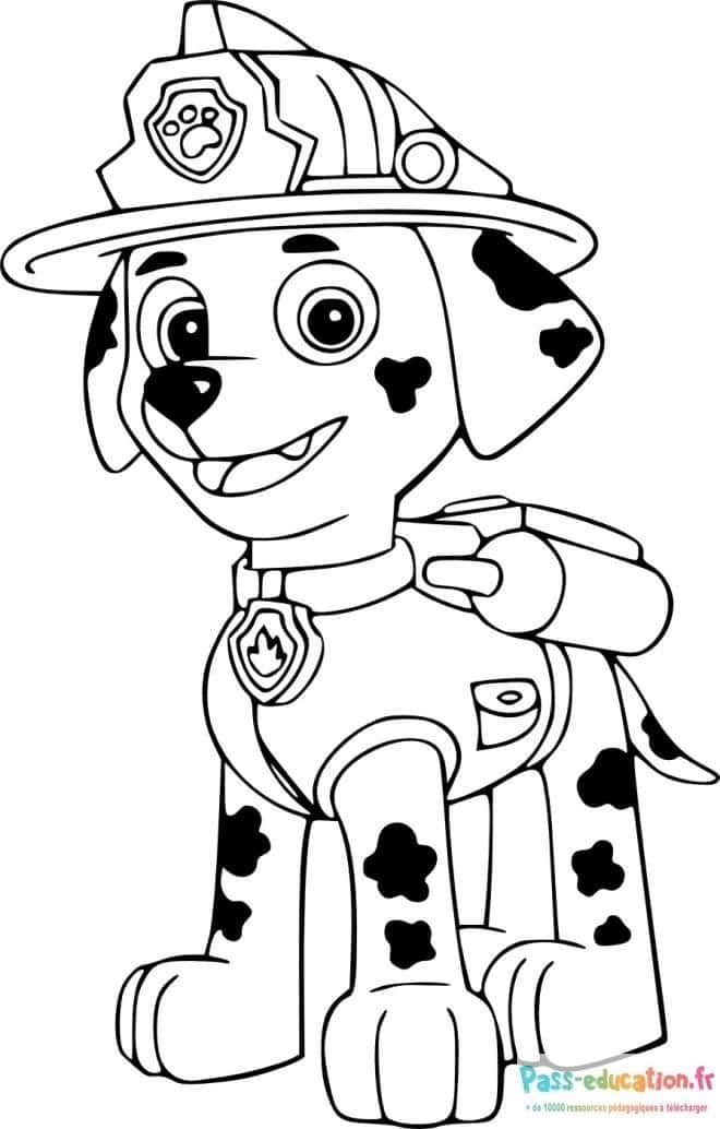 Coloriage Pompier canin à imprimer et colorier