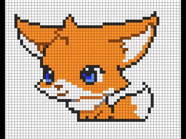 Coloriage Renard pixelisé à imprimer et colorier