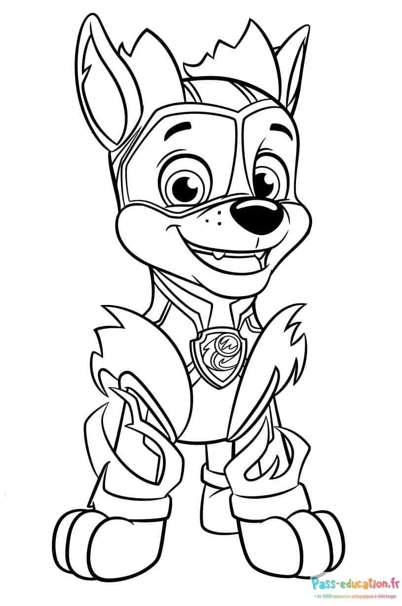 Coloriage Chiot super-héros à imprimer et colorier