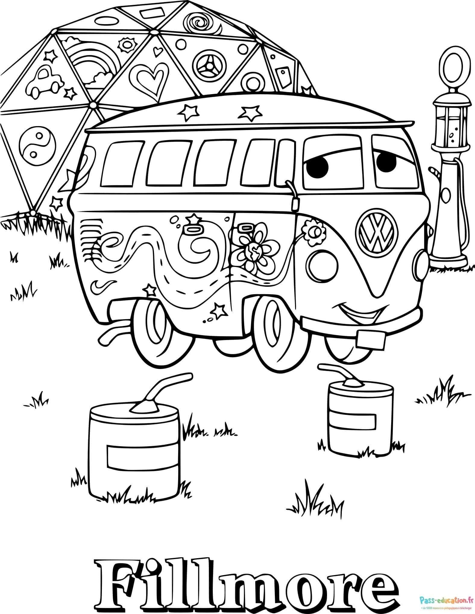 Coloriage Fillmore de Cars à imprimer et colorier