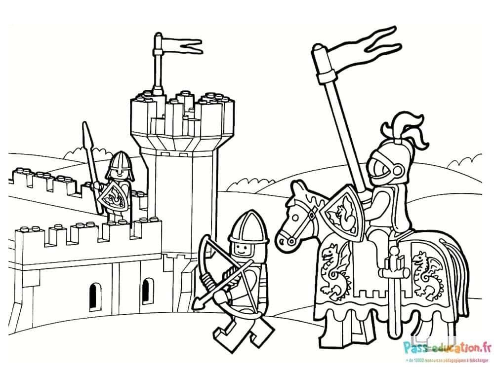 Coloriage Chevaliers en action à imprimer et colorier