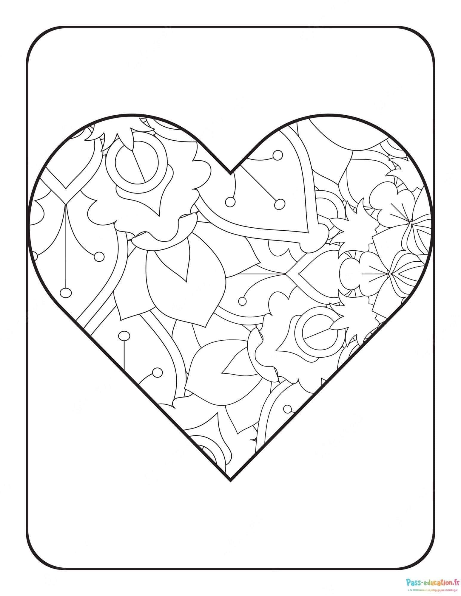 Coloriage Cœur floral à imprimer et colorier