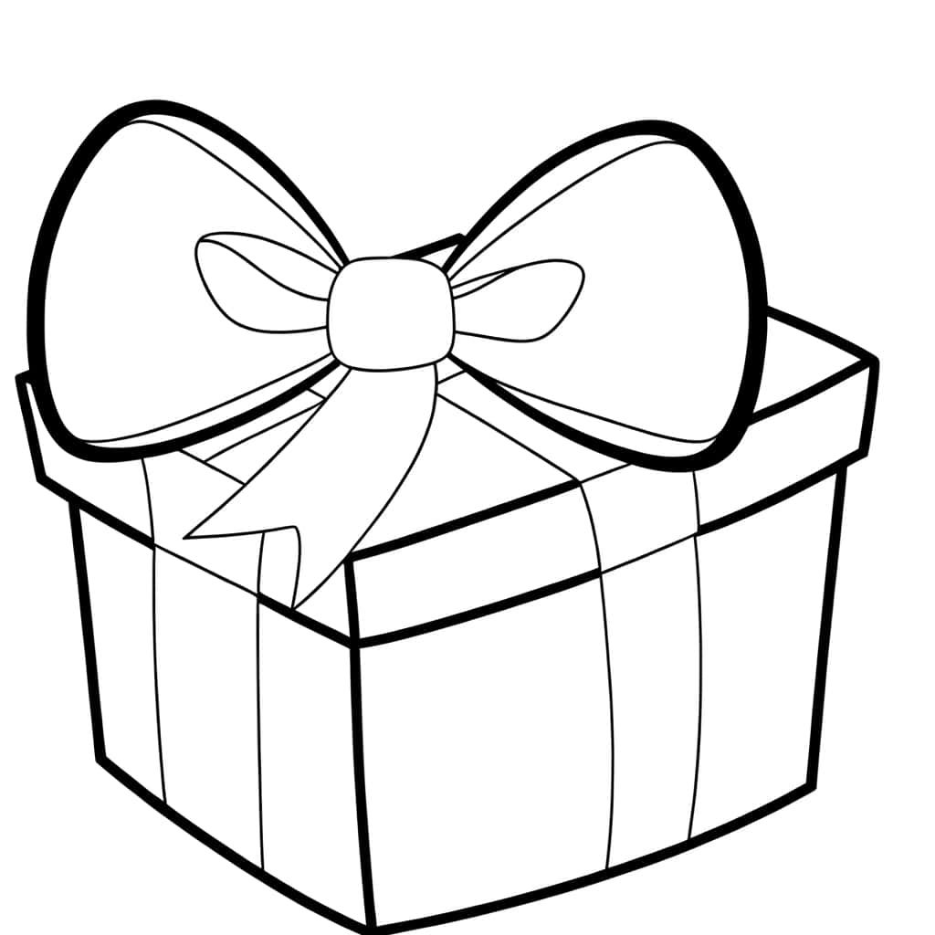 Coloriage Cadeau avec nœud à imprimer et colorier