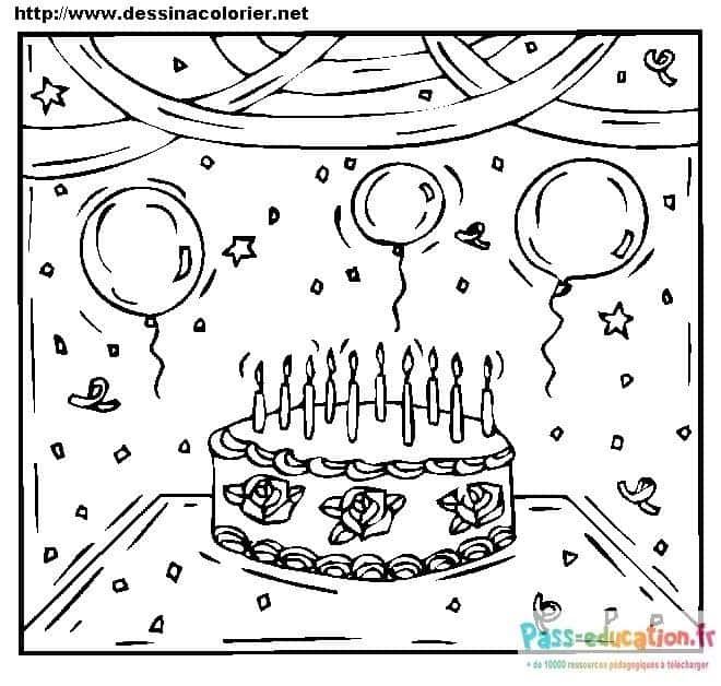 Coloriage Fête d'anniversaire à imprimer et colorier
