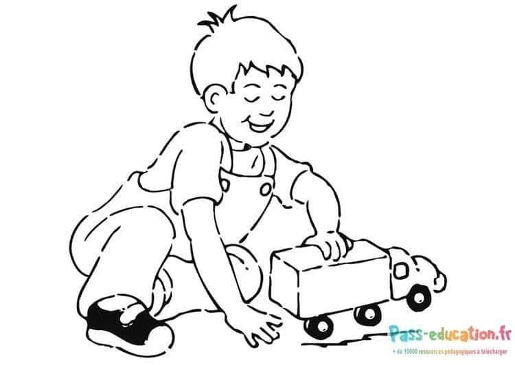 Coloriage Garçon et camion à imprimer et colorier