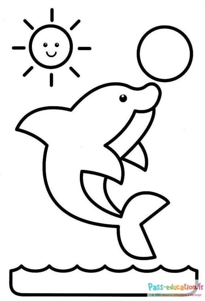 Coloriage Dolphin jouant au ballon à imprimer et colorier