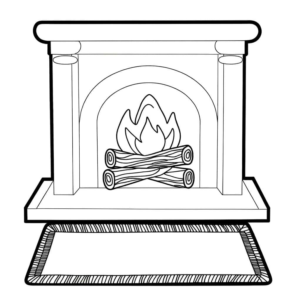 Coloriage Cheminée avec feu à imprimer et colorier