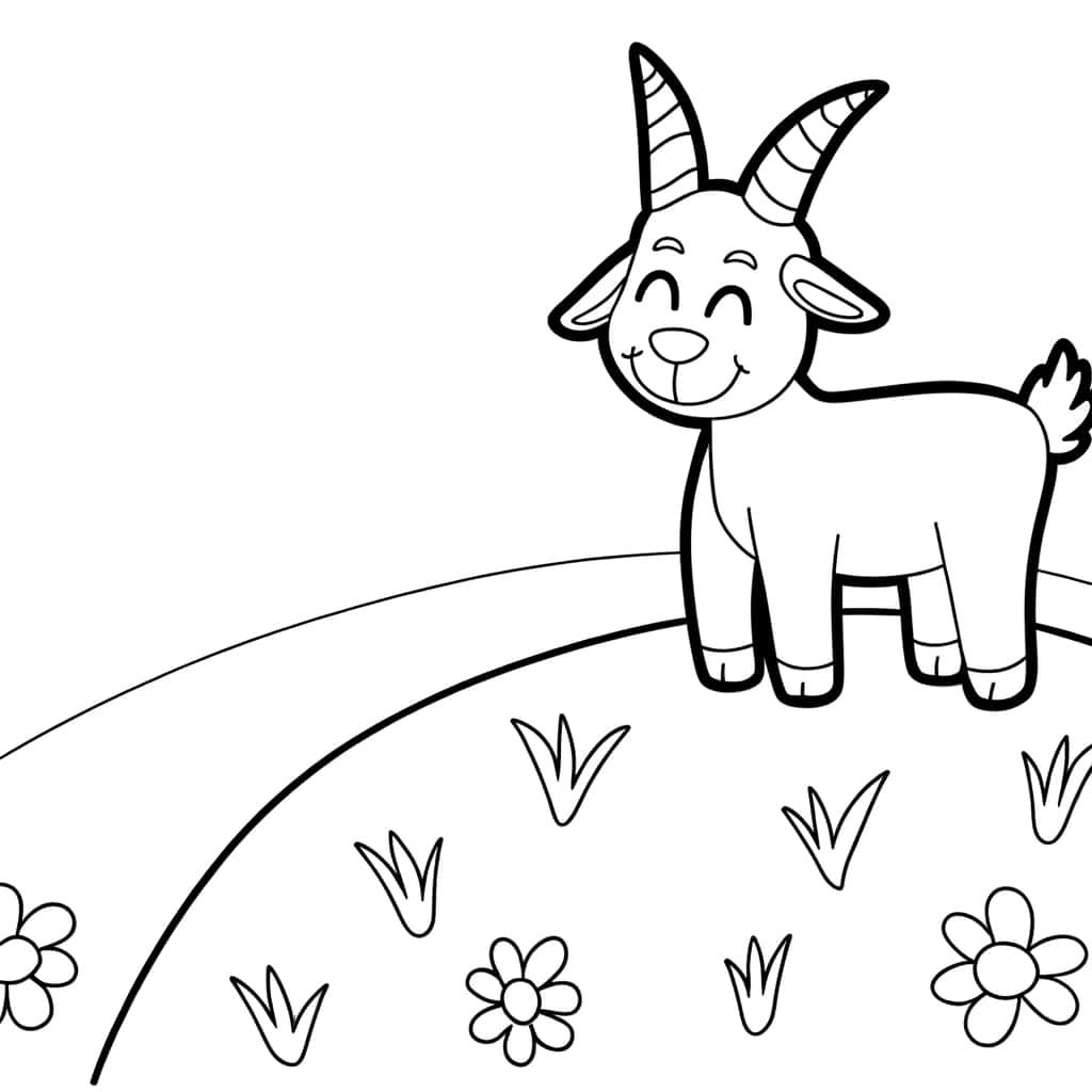 Coloriage Chèvre joyeuse à imprimer et colorier