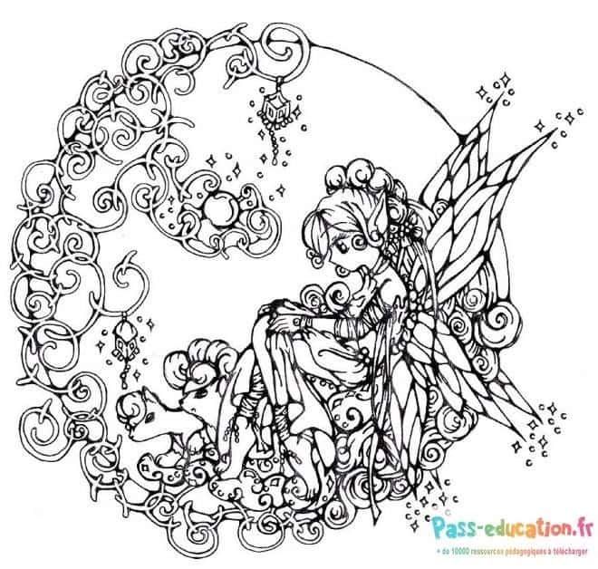 Coloriage Fée mélancolique à imprimer et colorier
