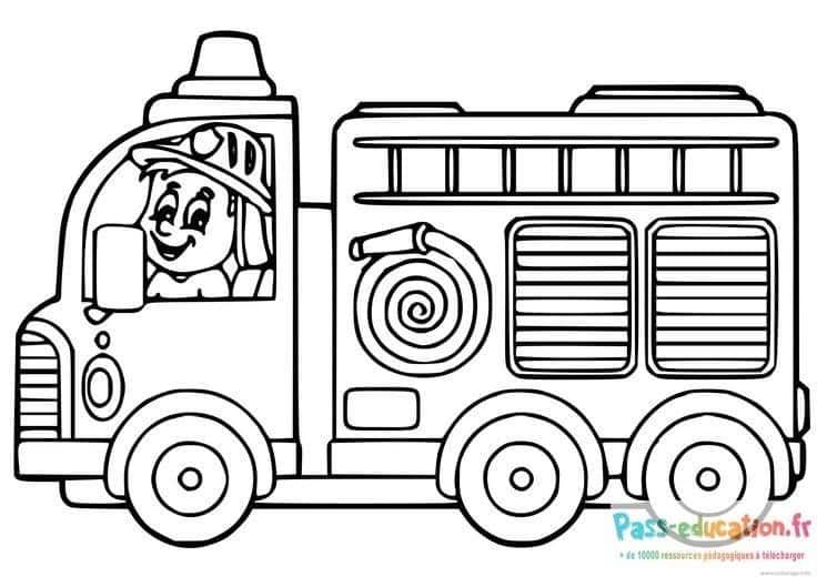 Coloriage Camion de pompier à imprimer et colorier