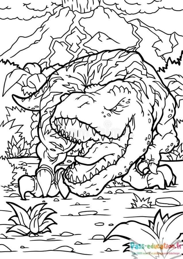 Coloriage Tyrannosaure menaçant à imprimer et colorier