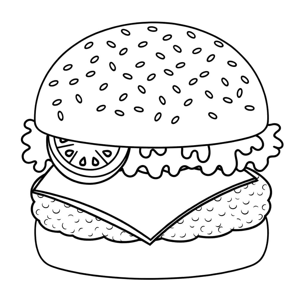 Coloriage Burger délicieux à imprimer et colorier