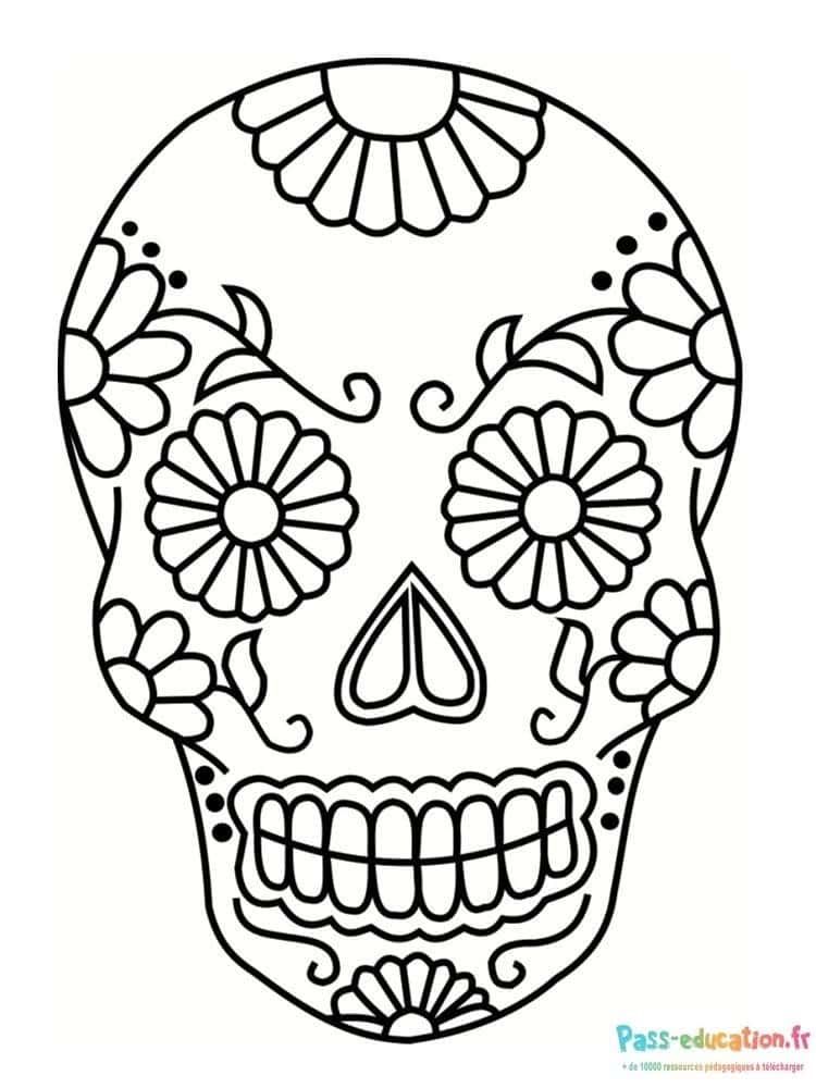 Coloriage Tête de mort mexicaine à imprimer et colorier