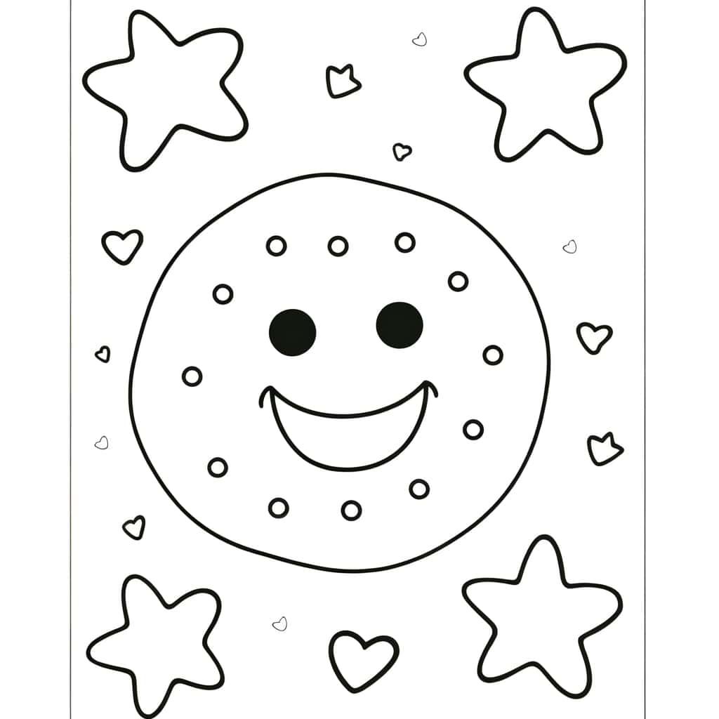Coloriage Biscuit souriant étoiles à imprimer et colorier