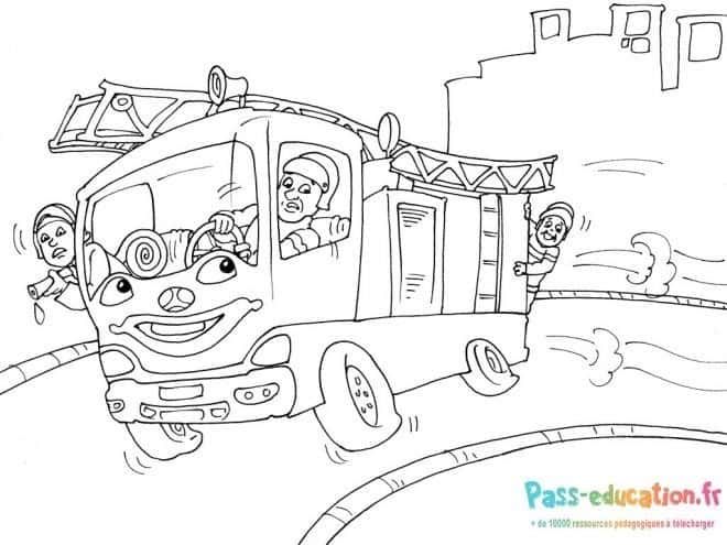 Coloriage Camion de pompier à imprimer et colorier