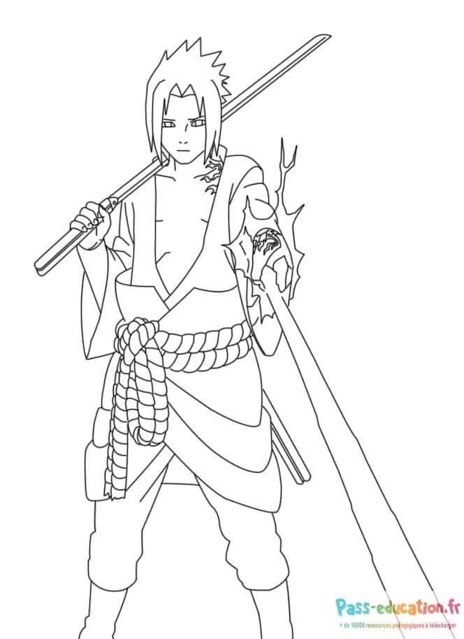 Coloriage Sasuke samouraï à imprimer et colorier