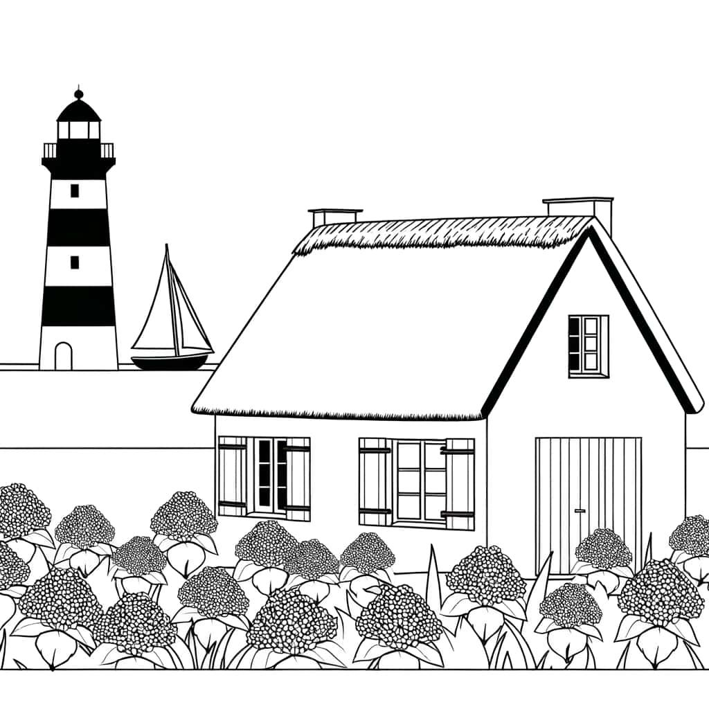 Coloriage Maison bretonne à imprimer et colorier