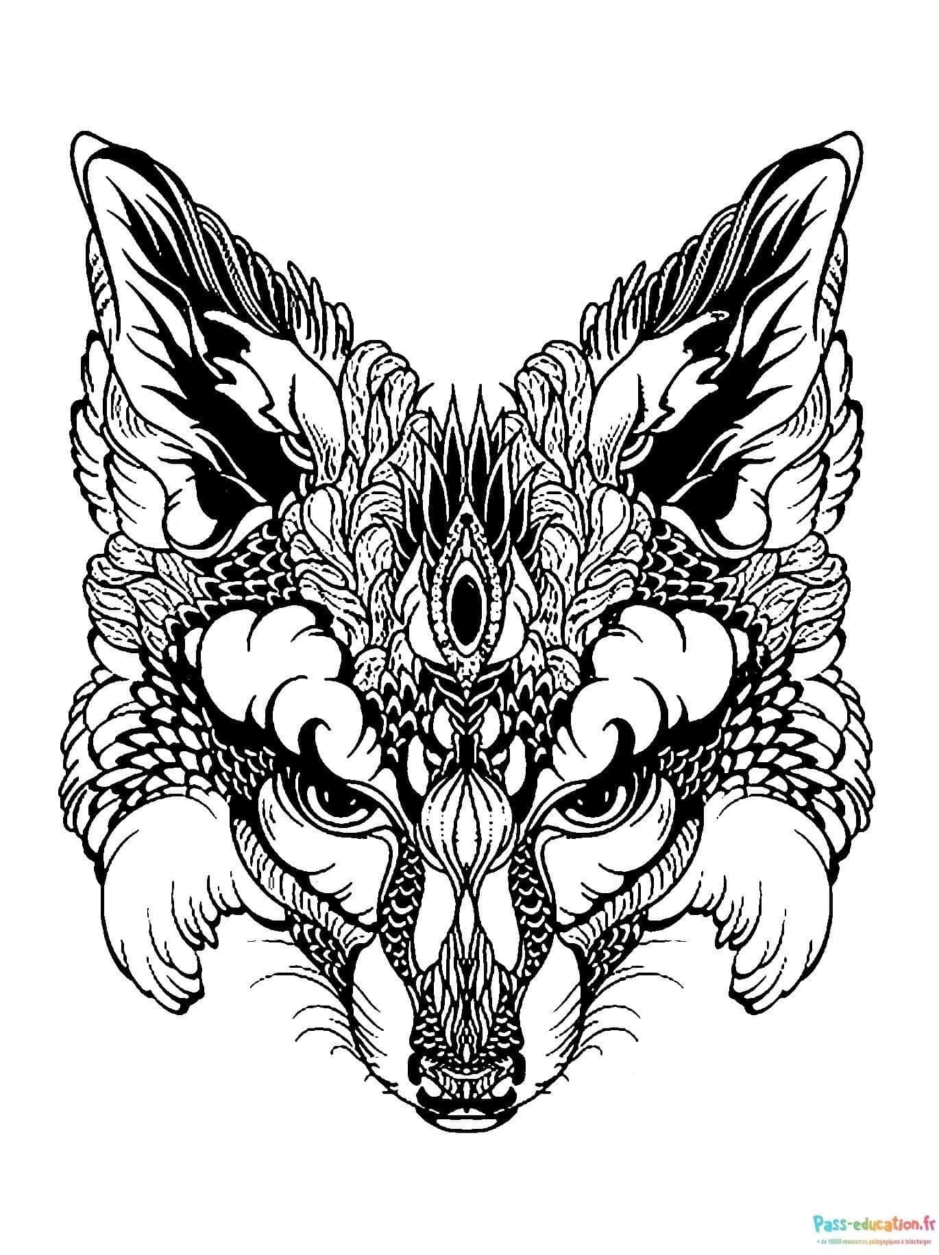 Coloriage Renard stylisé à imprimer et colorier