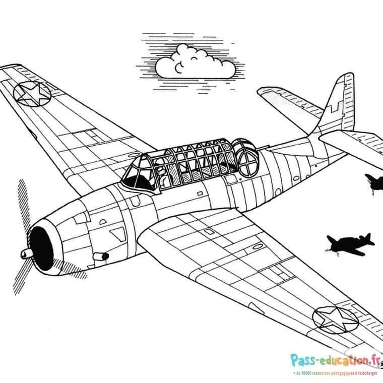 Coloriage Avion de guerre à imprimer et colorier