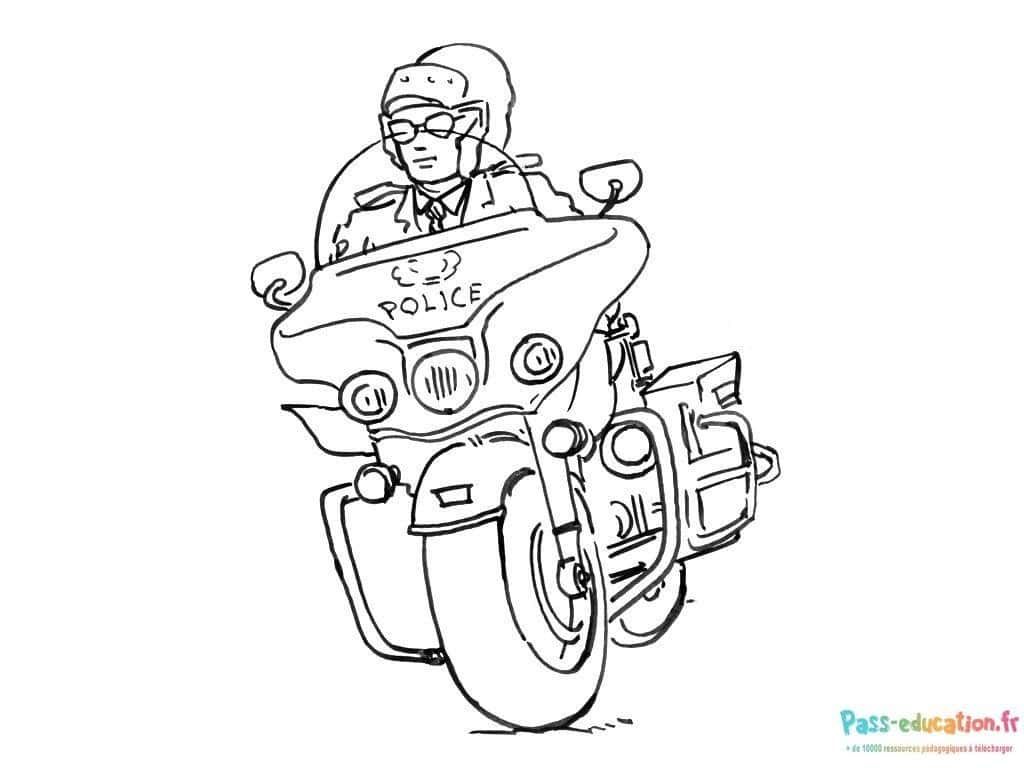 Coloriage Policier à moto à imprimer et colorier