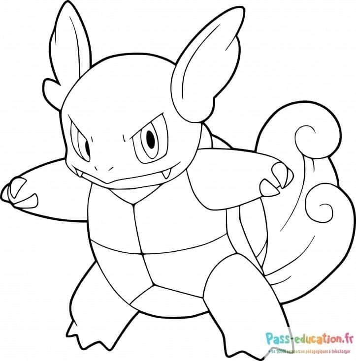 Coloriage Wartortle prêt au combat à imprimer et colorier