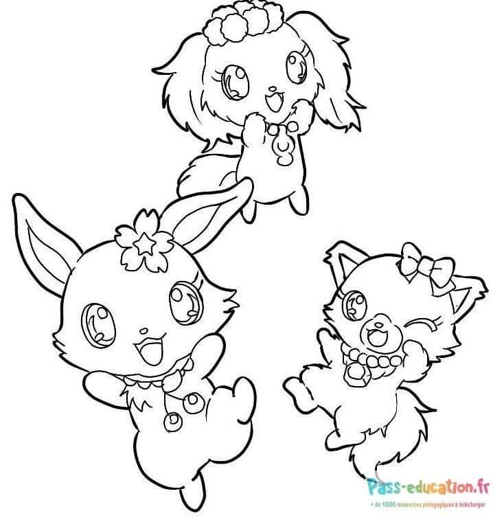 Coloriage Trois amis mangas à imprimer et colorier