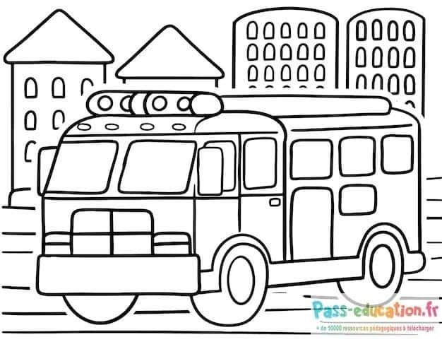 Coloriage Camion de pompier à imprimer et colorier